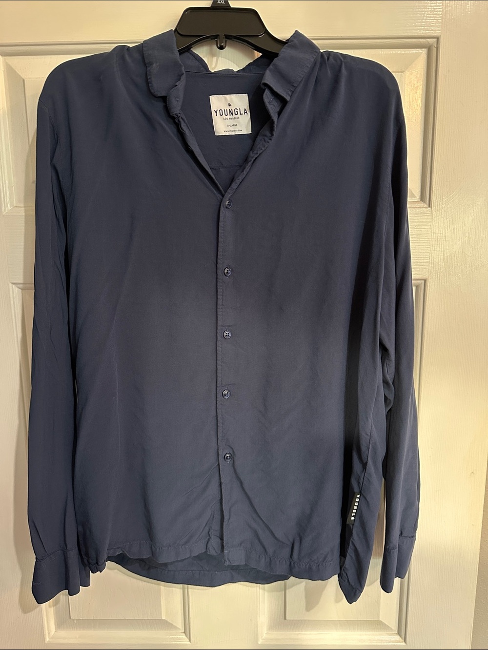 YoungLA Dark Navy Long-Sleeve Button Shirt- Size XL